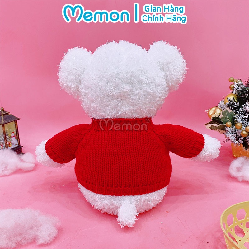Gấu Bông Teddy Head Tales Trắng Áo Đỏ Giáng Sinh Noel Cao Cấp Memon