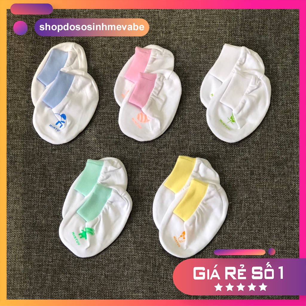 Set 2 đôi bao chân bo trắng Mintuu (1 set) cho bé sơ sinh