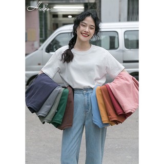 Áo phông trơn cổ tròn tay lỡ basic overszie aophongtron99 Maia