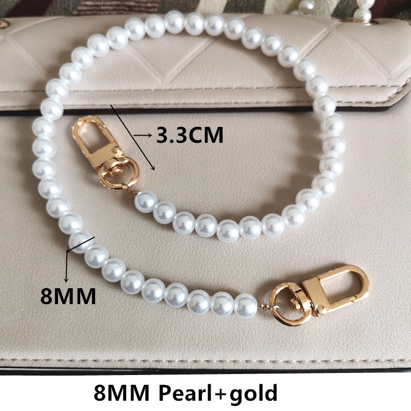 Dây Chuỗi Ngọc Trai 8MM 10MM Màu Trắng Trang Trí Túi Xách Thời Trang Cho Nữ