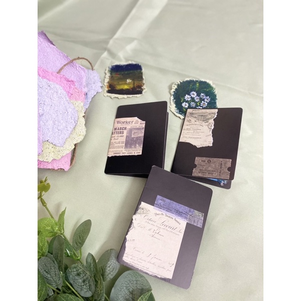 Thiệp giấy vintage trang trí hoa khô thủ công kt10*7.cm