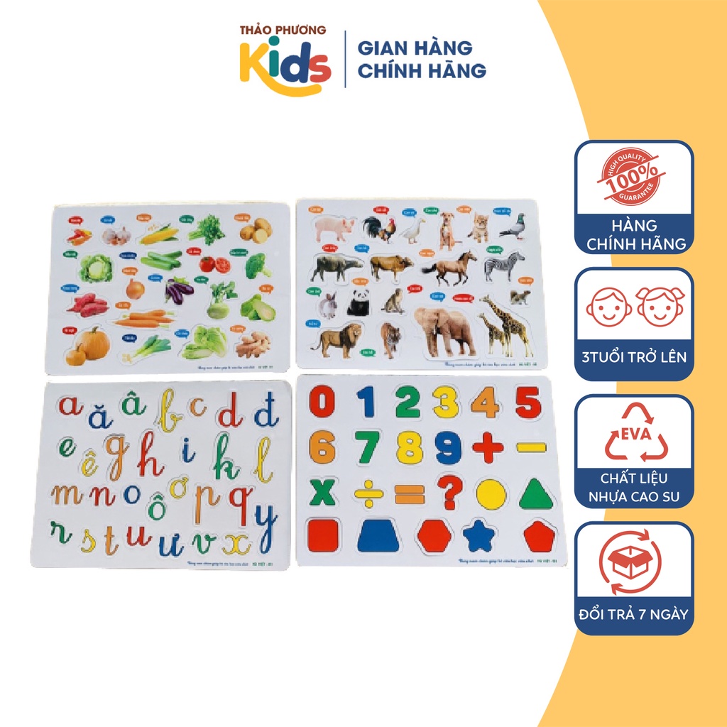 Bảng ghép hình nam châm thông minh dán tủ lạnh cho bé học nhiều chủ đề - Thảo Phương Kids