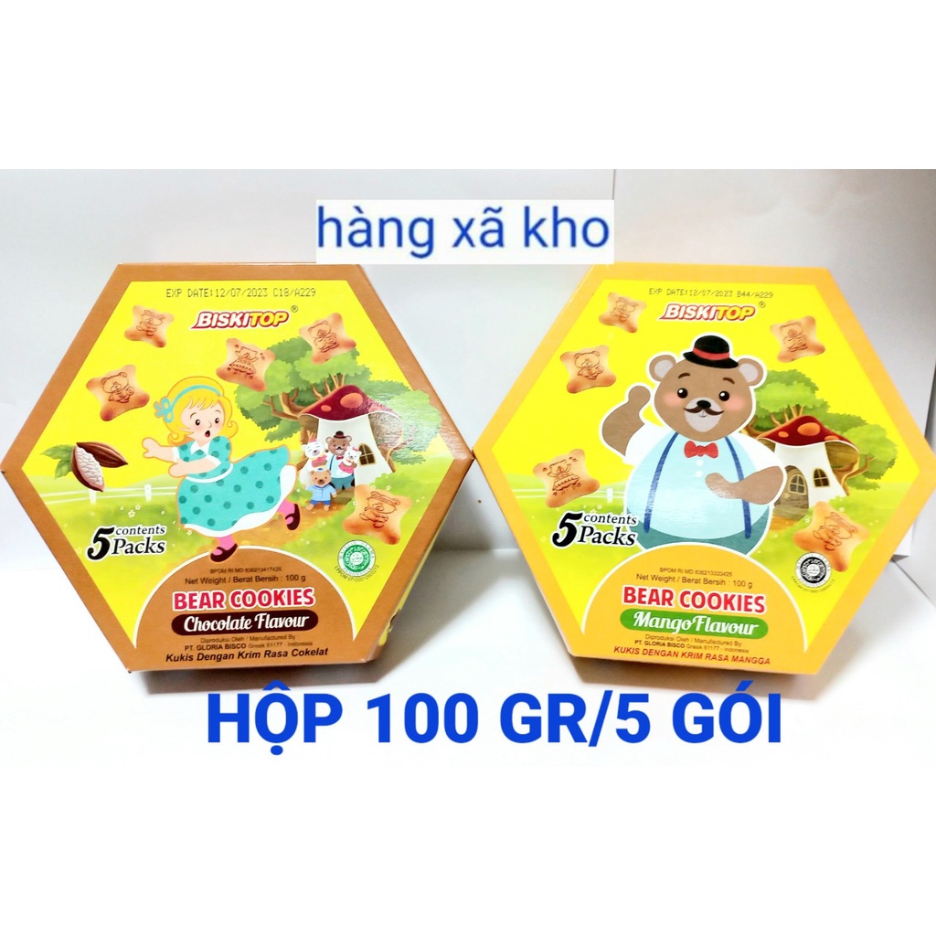 hộp 100 gr bánh gấu Biskitop ( 5 túi nhỏ) date 7/2023