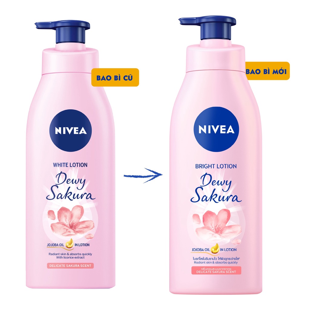 Sữa Dưỡng Thể Nivea Lotion Dewy Sakura & Oil Dưỡng Trắng Từ Dầu Jojoba 350ml