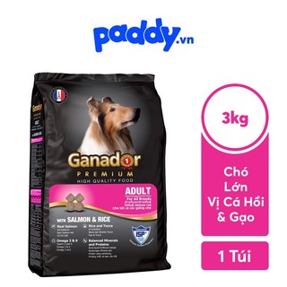 [3kg] Thức Ăn Hạt Cho Chó Ganador Vị Cá Hồi & Gạo
