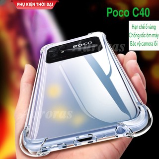 Ốp lưng Poco C40 dẻo trong suốt lồi 4 góc hạn chế ố vàng ôm khít máy