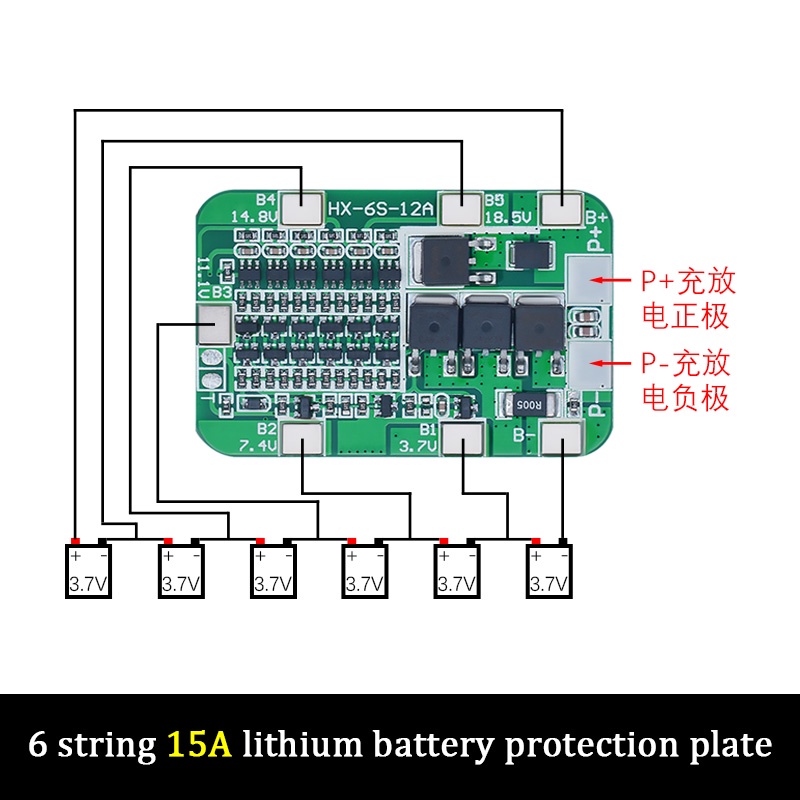 Bảng Mạch Bảo Vệ 6S 15A / 25A 24V 25.2V PCB BMS Cho Mô-Đun 18650