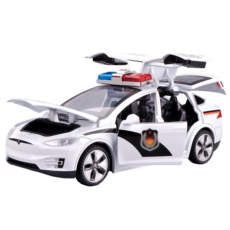 Mô Hình Xe Hơi Cảnh Sát Tesla Model X Bằng Hợp Kim Kẽm Có Đèn Và Âm Thanh Cho Bé 3 Tuổi Tỉ Lệ 1 / 32