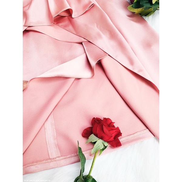 (Có size) Đầm Lụa thiết kế tà xéo chéo vai đi tiệc cực sang cho bạn nữ - hàng có size lớn