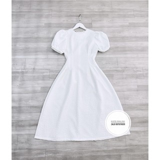 ✨BÁN SỈ✨Đầm xốp trắng ly eo tay bồng