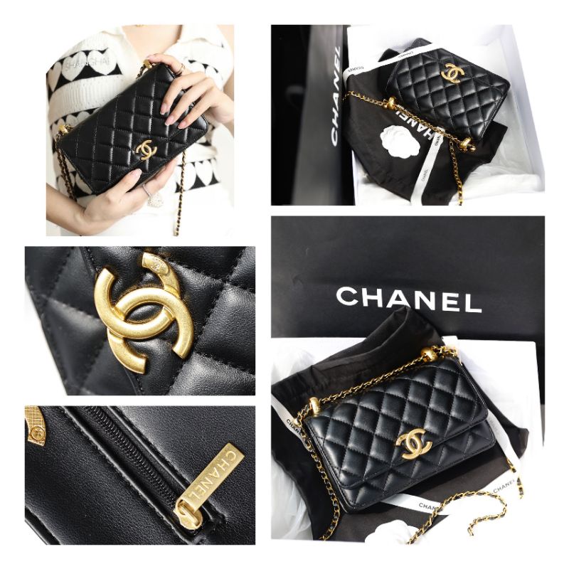Túi xách nữ C.N WOC quai chỉnh nấc sz18cm da lì mịn bản quai đeo chỉnh nấc cực đẹp fullbox nam châm nguyên seal