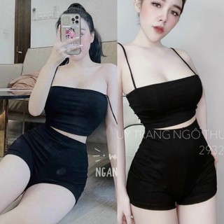 Sét bộ 2 dây kèm quần đùi ôm body quyến rũ mặc ở nhà
