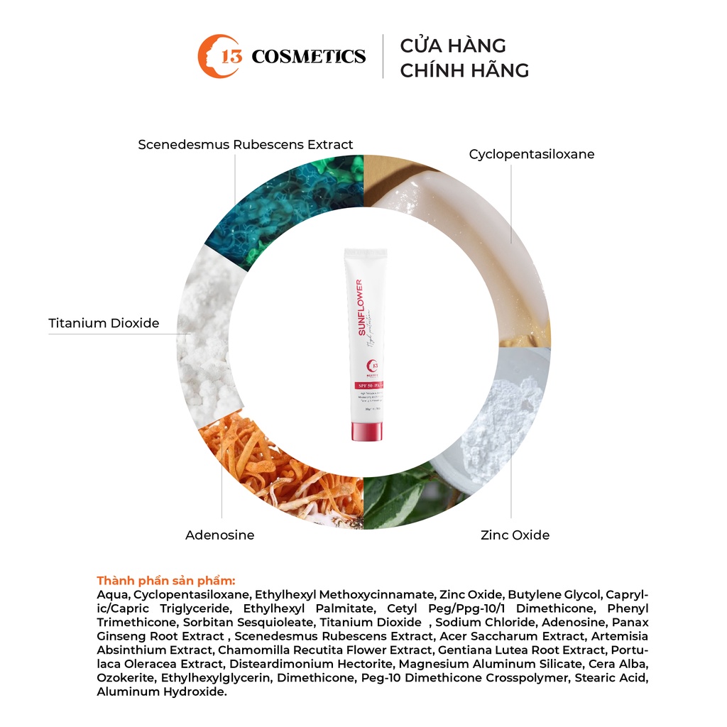 Kem Chống Nắng Dưỡng Ẩm Nâng Tone Sunflower High Protection 30g C13 Cosmetics Thu Trang - Tân Phú