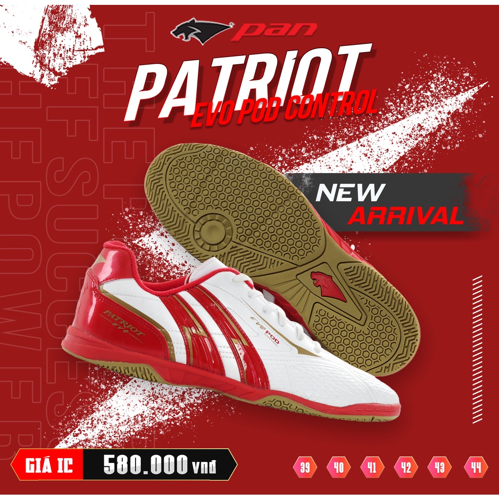 Giày đá banh đế bằng sân futsal Pan Thailand Patriot Evo Pod Control IC