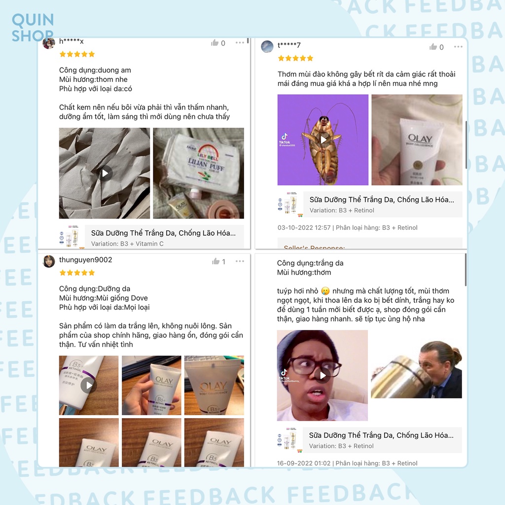 Sữa Dưỡng Thể Trắng Da, Chống Lão Hóa Olay Body Cellscience B3 + Retinol, B3 + Vitamin C, E Body Lotion