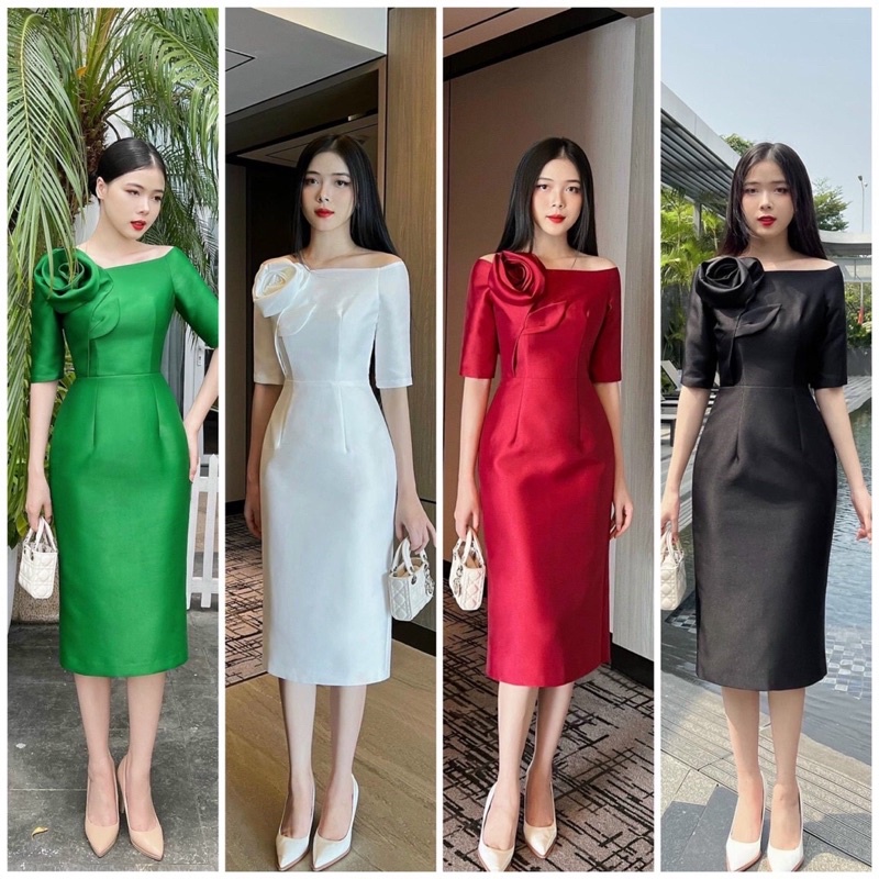 SIZE>70KG ĐẦM BODY VAI XOẮN HOA HỒNG