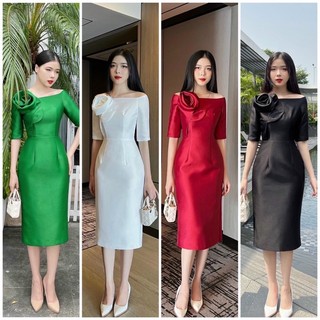 SIZE>70KG ĐẦM BODY VAI XOẮN HOA HỒNG