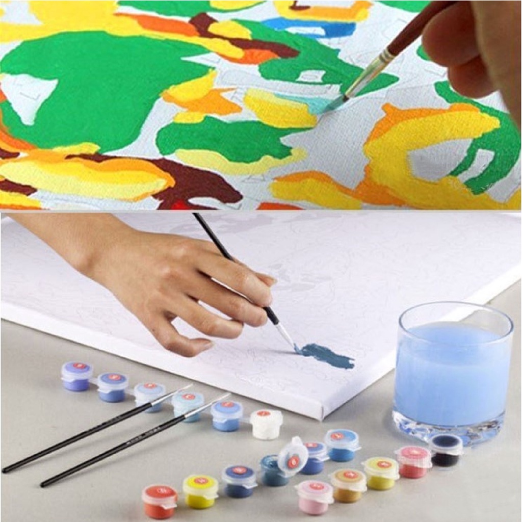Tranh Sơn Dầu Trang Trí Tự Làm Kích Thước 20x20cm Họa Tiết Hoạt Hình Ngộ Nghĩnh Cho Bé - Siêu Hot