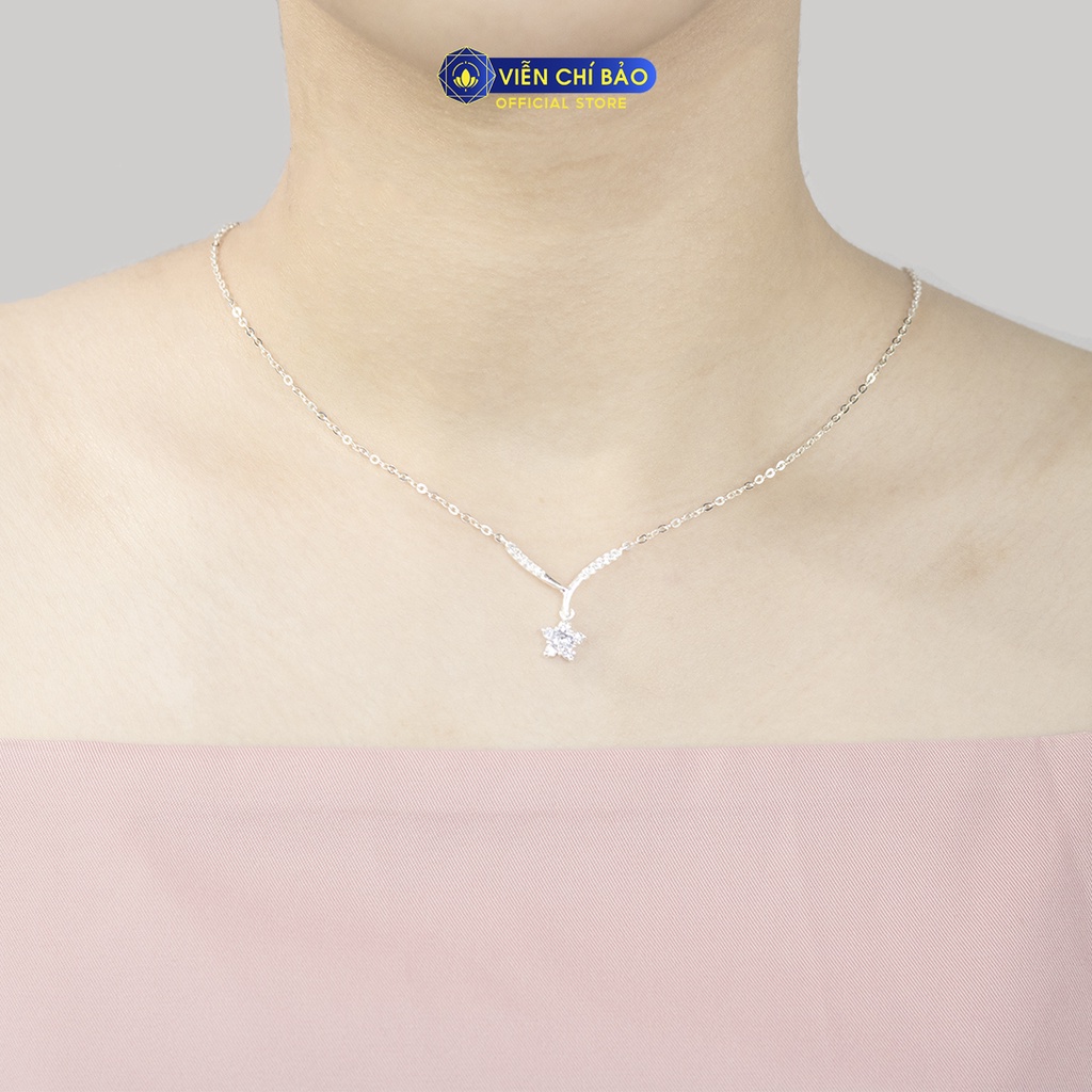Dây chuyền bạc nữ ngôi sao đính đá chất liệu bạc 925 thời trang phụ kiện trang sức Viễn Chí Bảo D400806