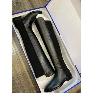 Bốt đùi SW dáng bệt da lì pha da nỉ chun siêu hot đen