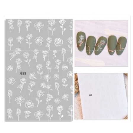 Sticker hoa hồng trắng đen