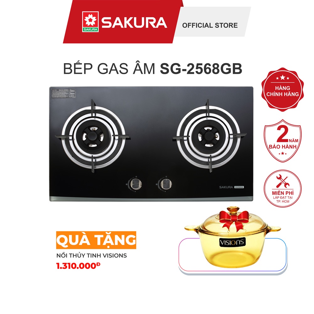 Bếp Gas Âm SAKURA SG-2568GB - Bảo Hành 24 Tháng Chính Hãng