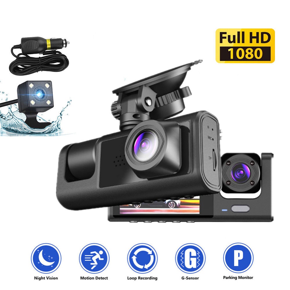 DVR Xe ô Tô 1080P Camera Hành Trình ống Kính Kép Phía Trước/phía Sau/video Bên Trong Phát Hiện Chuyển động 120 ° Tầm Nhìn Ban đêm Đầu Ghi Hình ô Tô Với Màn Hình LCD 2.0 Inch