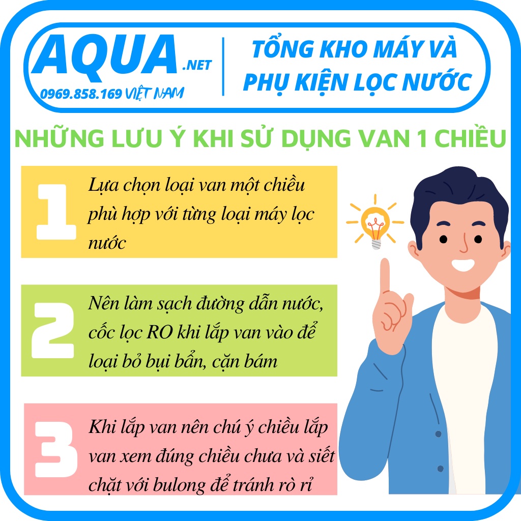 Van 1 chiều, van co vuông của máy RO 1 đầu ren 10-1 đầu dây 6