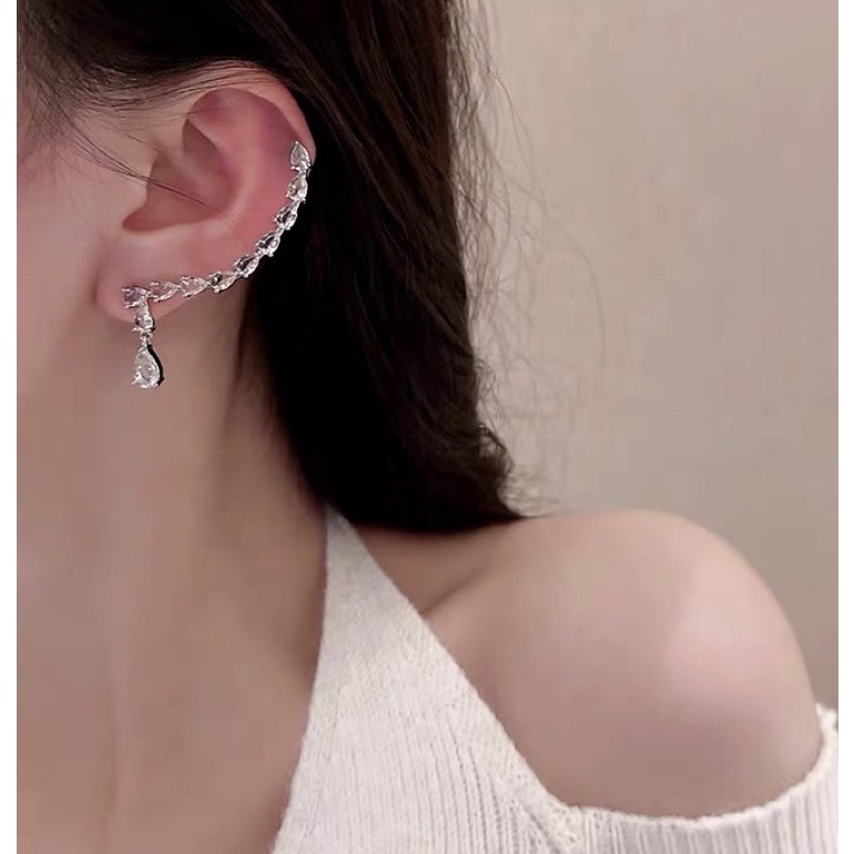 (Chuôi Bạc 925) E126 Khuyên tai bông tai nữ vành tai ngọc thả đẹp dự tiệc Ring House