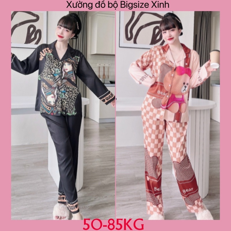 Đồ ngủ mặc nhà vải lụa xước hút mồ hôi mềm mát bigsize 50-85kg