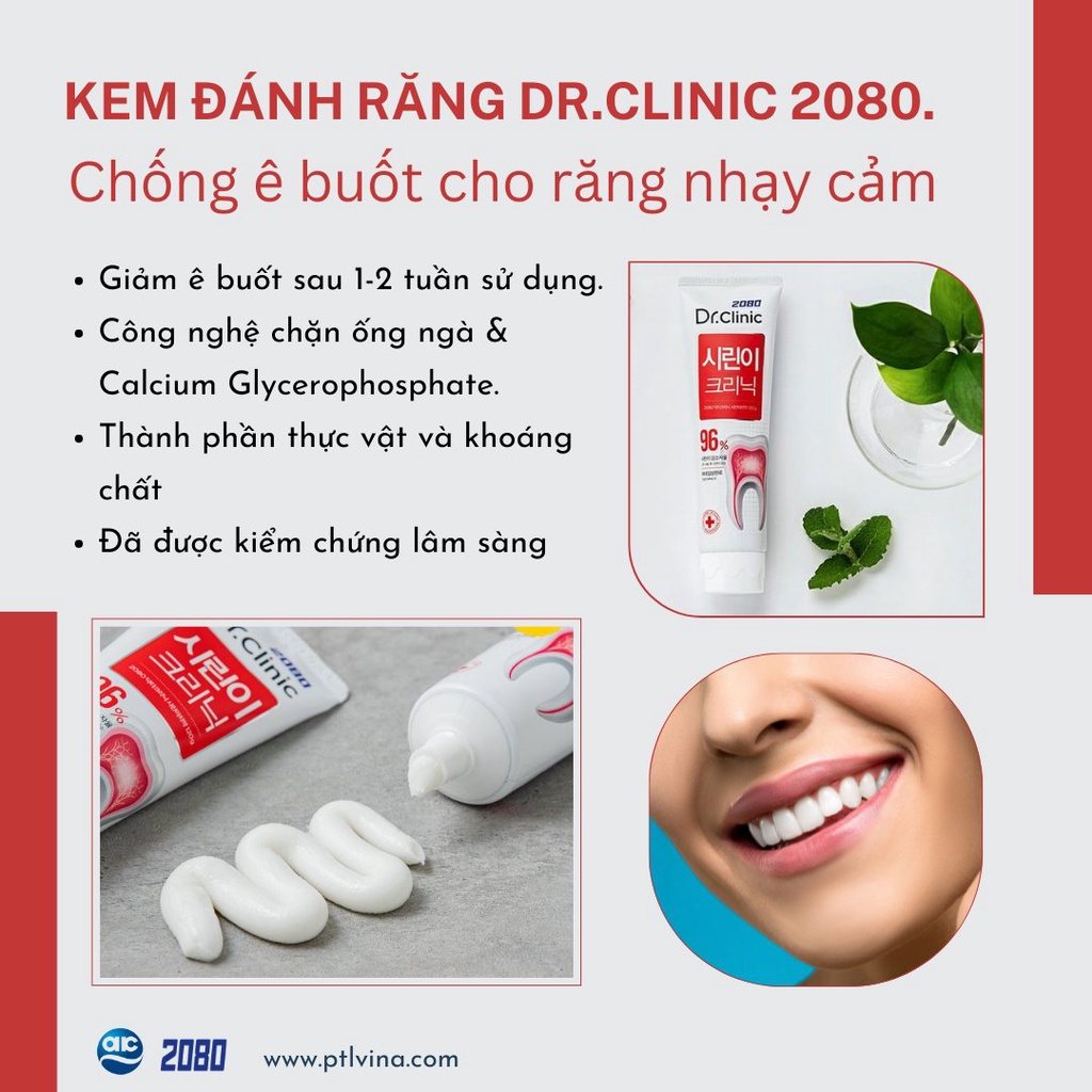 Kem Đánh Răng Ngừa Ê Buốt 2080 DR.CLINIC Sensitive Care Toothpaste Dành Cho Răng Nhạy Cảm 125g