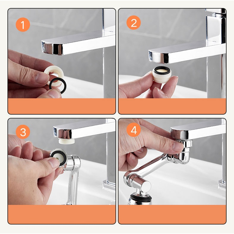 1080° Đầu Lọc Nối Dài Vòi Nước Bồn Rửa Chén 2 Chế Độ Chống Văng Thông Dụng Cho Nhà Bếp / Phòng Tắm