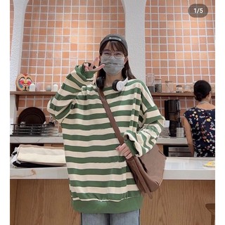 Áo nỉ kẻ dày form oversize 4 màu ( có sẵn )