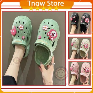 Dép bánh mỳ 🔥FREESHIP🔥 Dép cross độn đế kèm sticker gấu dâu siêu cute