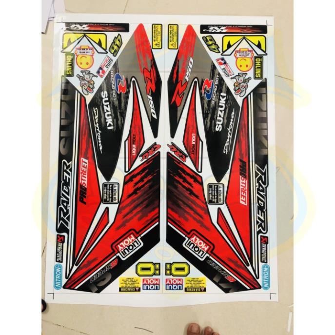 FREE SHIP + SALE SỐC +DECAL PVC 5 LỚP CHẤT LƯỢNG CAO Tem rời raider fi đỏ đen