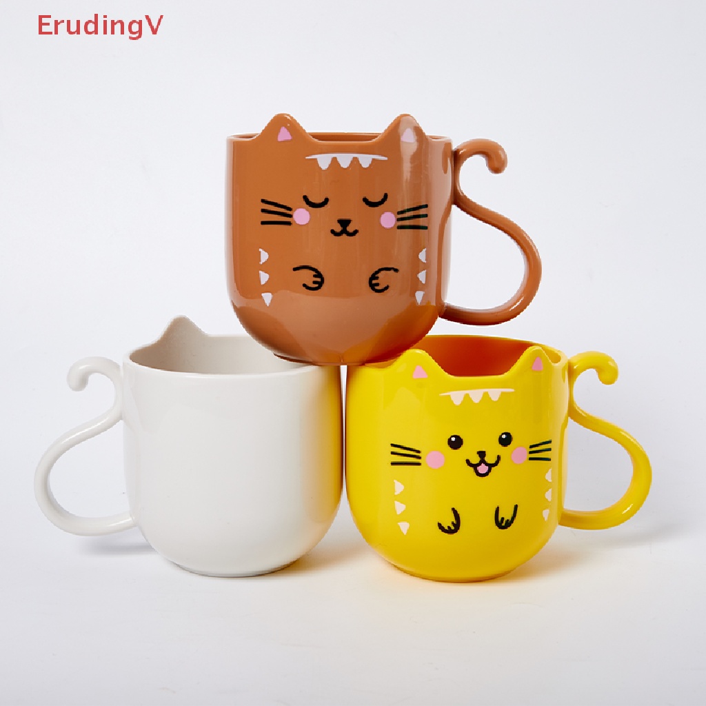 Cốc Đánh Răng Dày Họa Tiết Mèo Hoạt Hình Dễ Thương