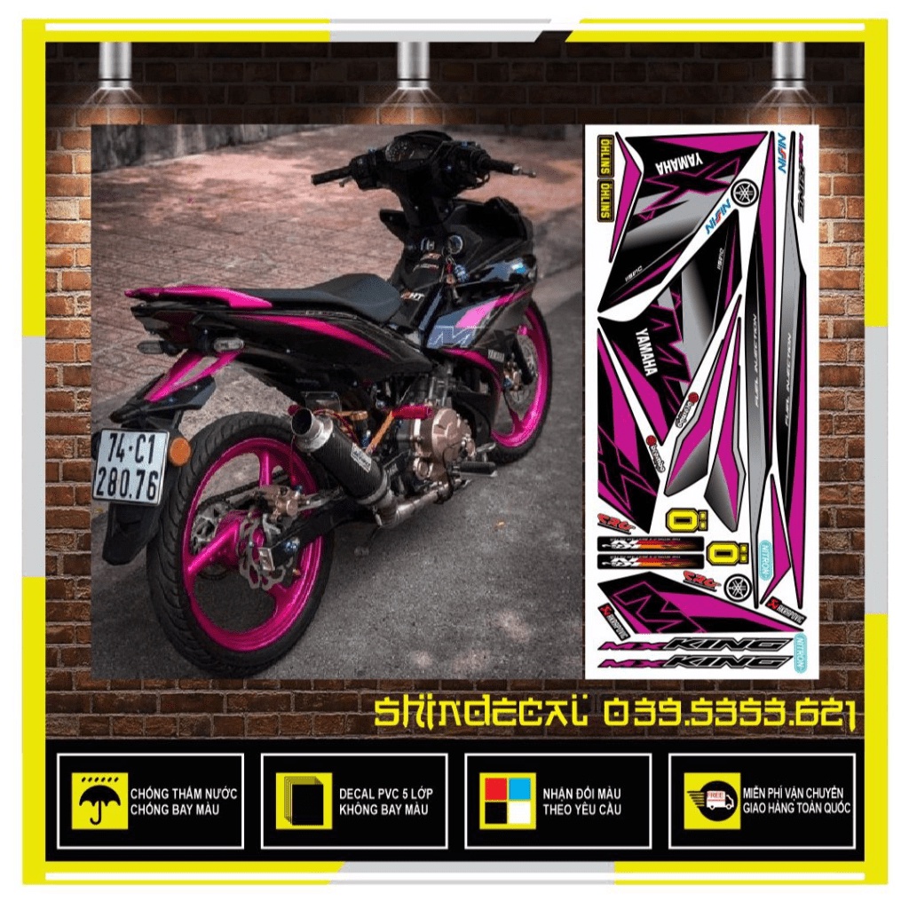 {TPHCM-FREE SHIP] TEM RỜI EXCITER 150 MXKING HỒNG ĐEN