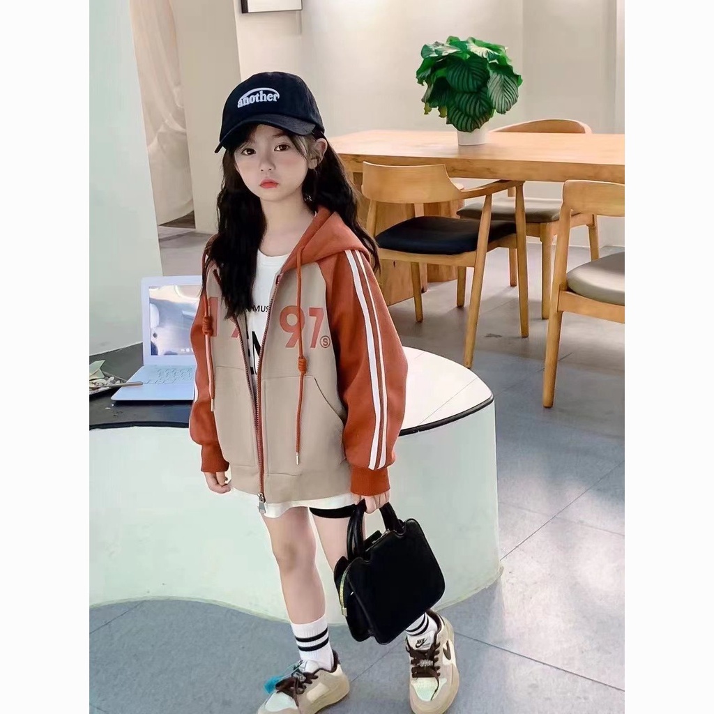 Áo Khoác hoodie Hai Lớp Màu Hồng Dễ Thương Thời Trang Thu Đông 2022 Cho Bé Gái 9 Tuổi