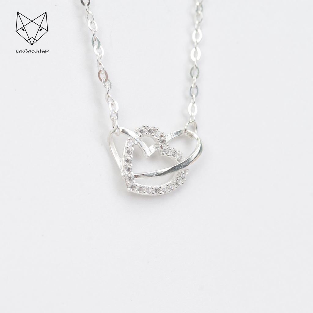 Dây Chuyền Bạc Ta Cao Cấp CaoBac Silver Tim Trơn Tim Đá Lồng Lấp Lánh Dễ Thương Nhẹ Nhàng, Thanh Lịch Cho Bạn Gái
