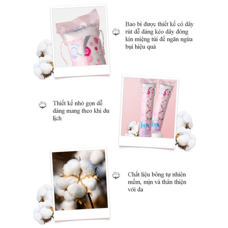 Bông tẩy trang IPEK 150 miếng ⚡ CAM KẾT GIÁ RẺ ⚡ Bông tẩy trang giúp sạch bụi bẩn, dịu nhẹ, không gây kích ứng da