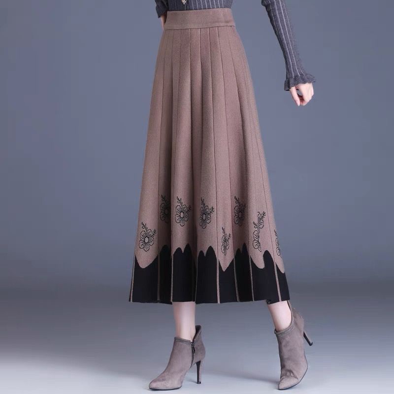 Chân Váy Len Dáng Xòe Dài Vừa Phải Thời Trang Thu Đông 2022 Mới