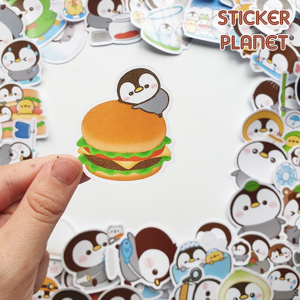 Sticker hình dán chim cánh cụt dễ thương, pastel trang trí mũ bảo hiểm, dán Laptop, journal, sổ tay, note book