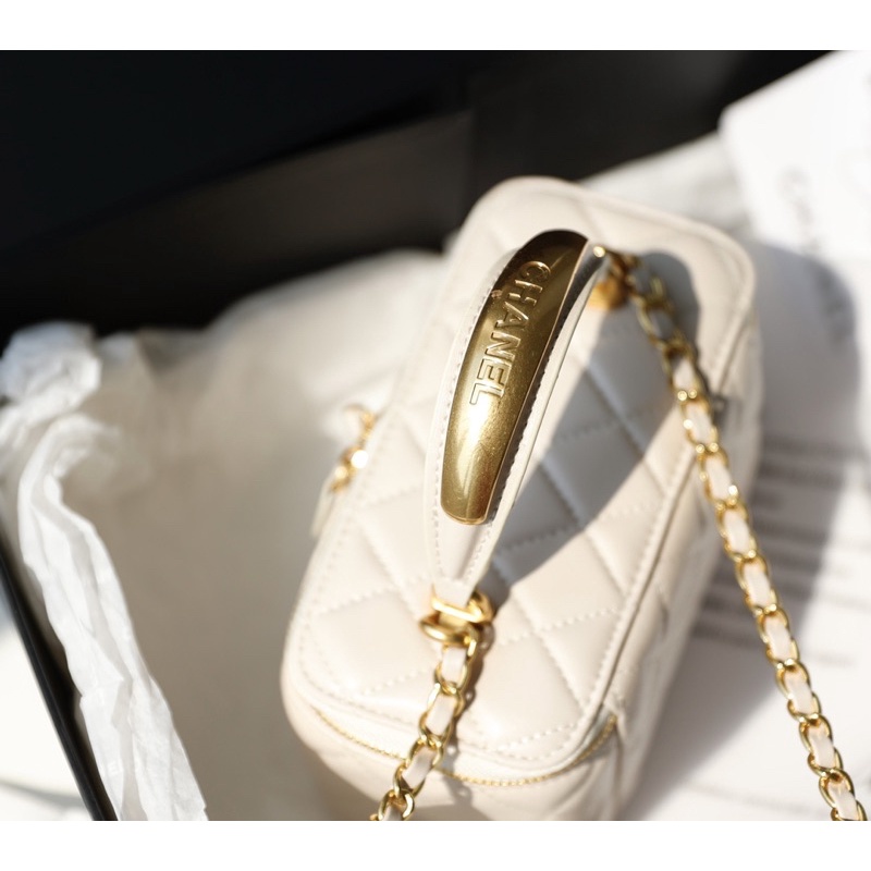 Túi quai xách Cha.nel Vanity cốp size 18cm da bê fullbox