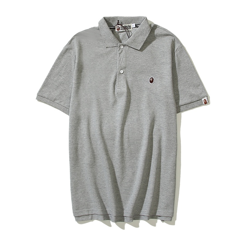 Bape Áo Thun polo Ngắn Tay Thêu Chữ Thời Trang Nam Nữ