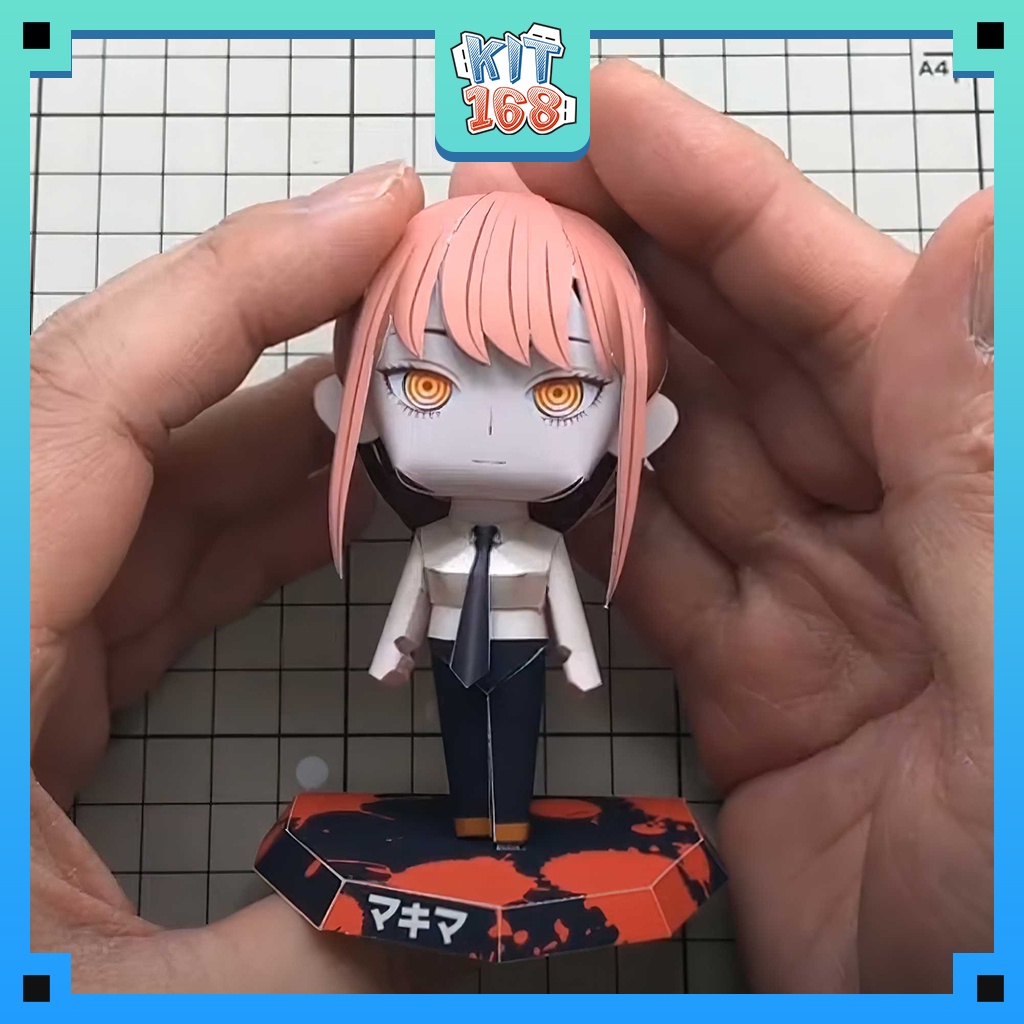 Mô hình giấy Anime Game Chibi Makima - Chainsaw-man + kit hộp trang trí