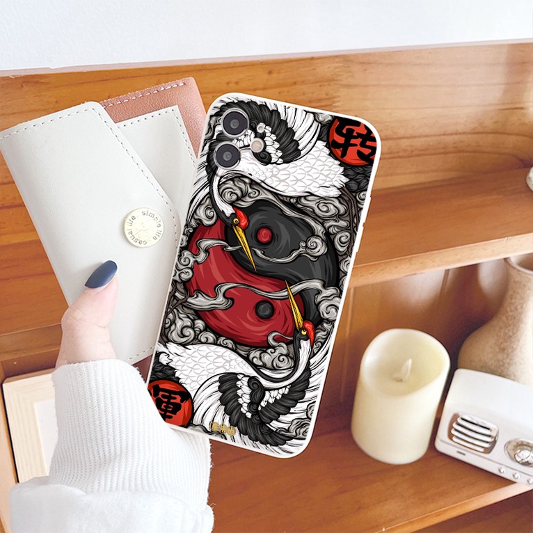 Ốp vuông iphone cá chép siêu đẹp - sếu âm dương cho 6/6splus/7/7plus/8/8plus/x/xr/xs/11/12/13/14/pro/max/plus/