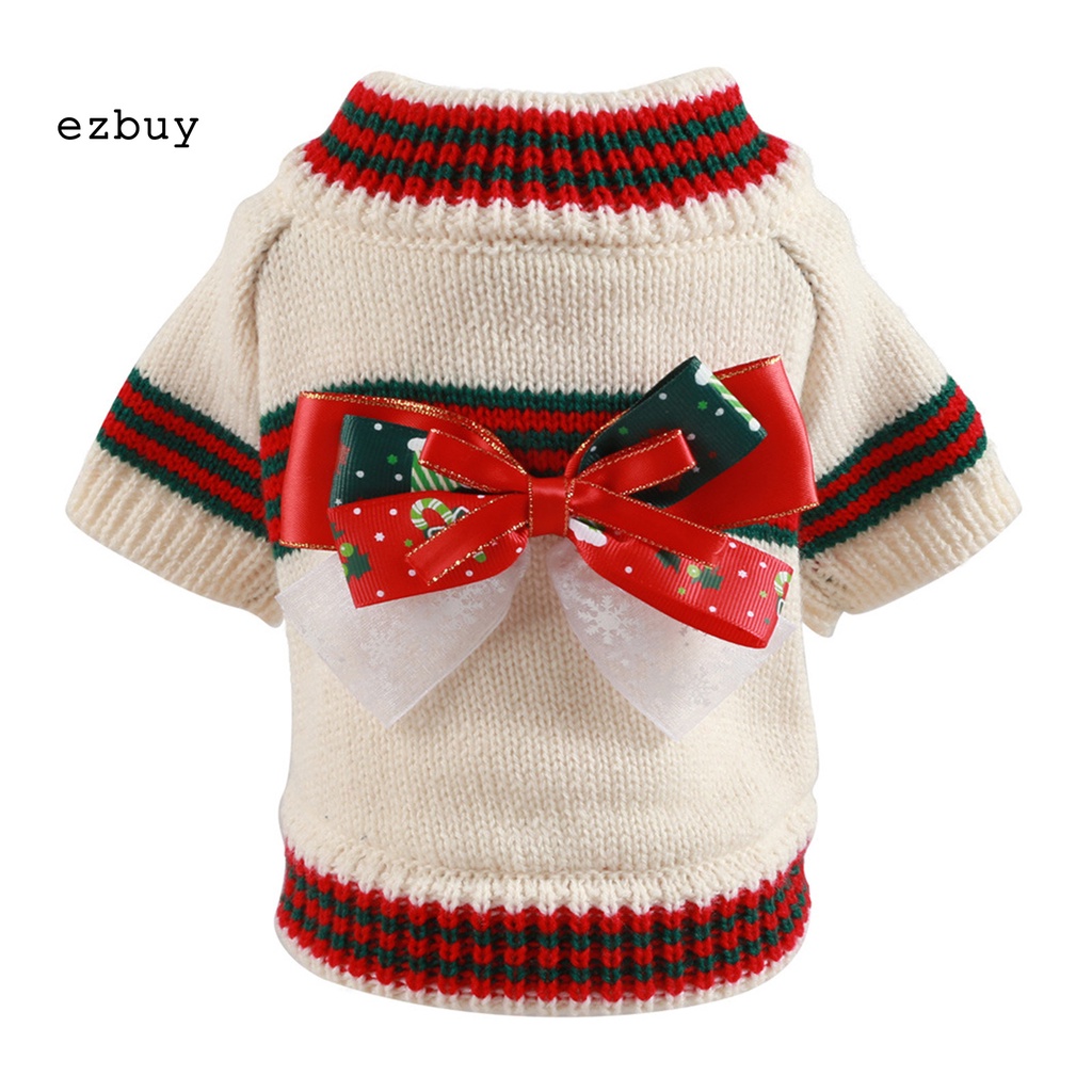Ezbuy Áo Sweater Vải Polyester Mềm Nhẹ Đính Nơ Giữ Ấm Thoải Mái Cho Cún Cưng Vào Mùa Đông