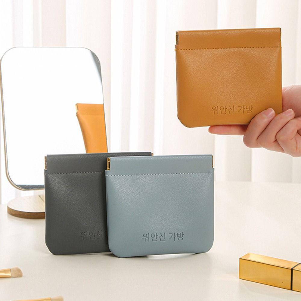 JARRED Ví Đựng Tiền Xu / Tai Nghe Mini Bằng Da PU Tự Động Đóng Nút Tiện Dụng