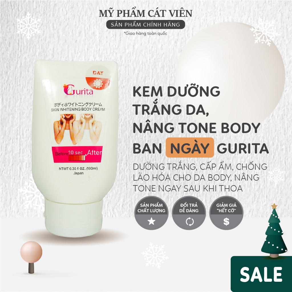 Kem dưỡng trắng da, nâng tone tức thì, cấp ẩm, chống lão hoá da toàn thân Gurita Nhật Bản - Kem body ngày