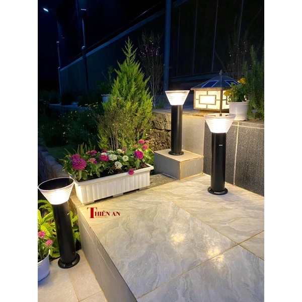 Đèn Trụ Trang Trí Sân Vườn NLMT Cao 40 - 60cm, Ánh Sáng Trắng và Vàng